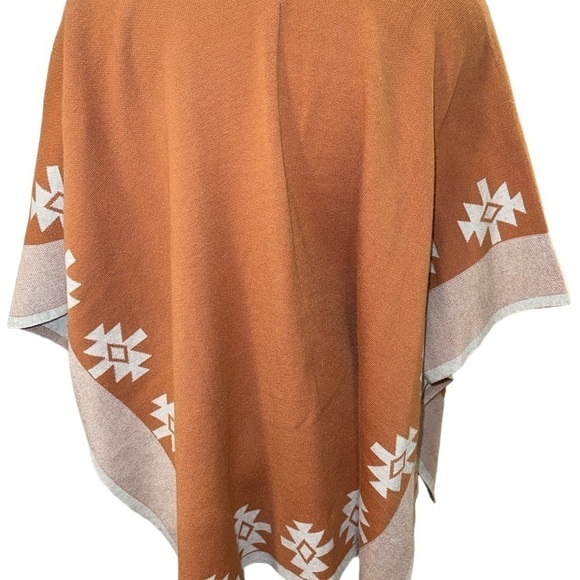 Warm & Cozy Women's Sweater Size M Rust Cream Kimono Style Open Front Southwest - Picture 6 of 9